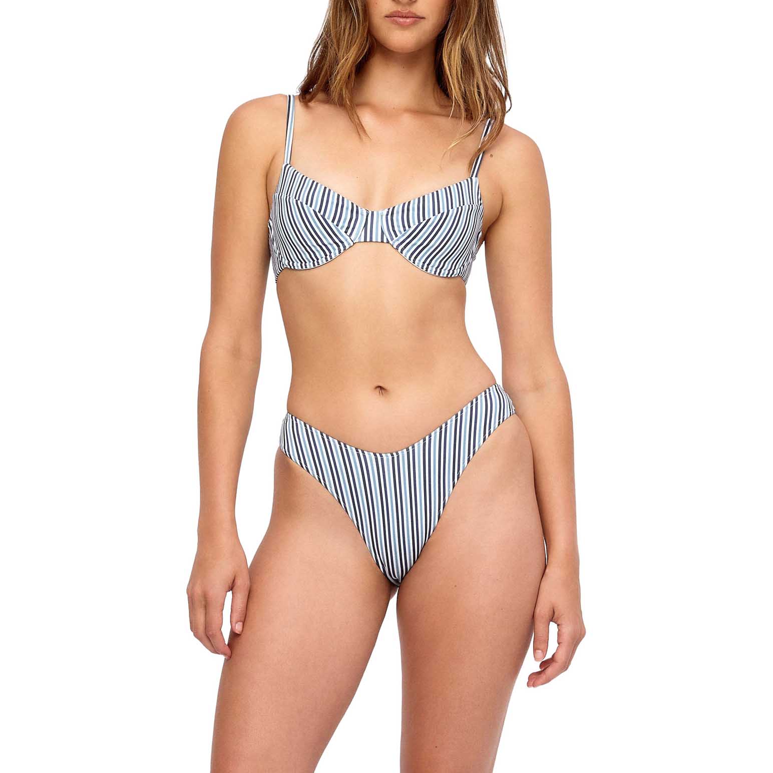 Zulu & Zephyr Blue Pin Stripe Balconette Bra Cup Top